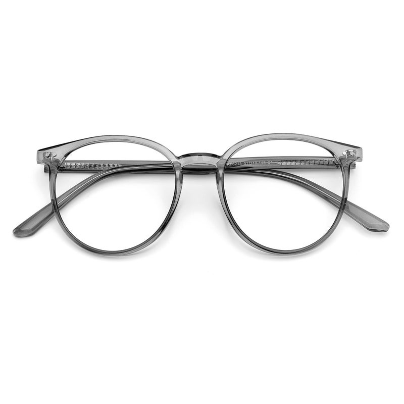 JFXQDR Blue Light Blocking Glasses for Women and Men Round Frame Computer Gaming Anti Eyestrain UV Glare RF6213 Smoke Grey